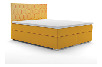 Boxspring postel 140 cm Piranno (žlutá) (s úložným prostorem)