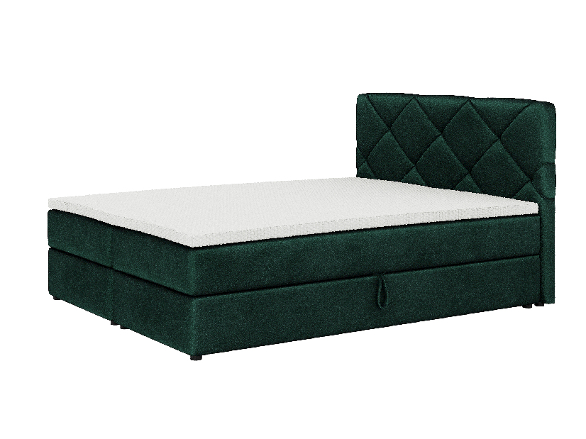 Boxspring postel 160x200 cm Karum (tmavě zelená) (s roštem a matrací)