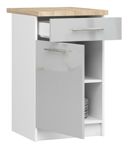 Dolní kuchyňská skříňka Ozara S50 SZ8 (bílá + metalický lesk)