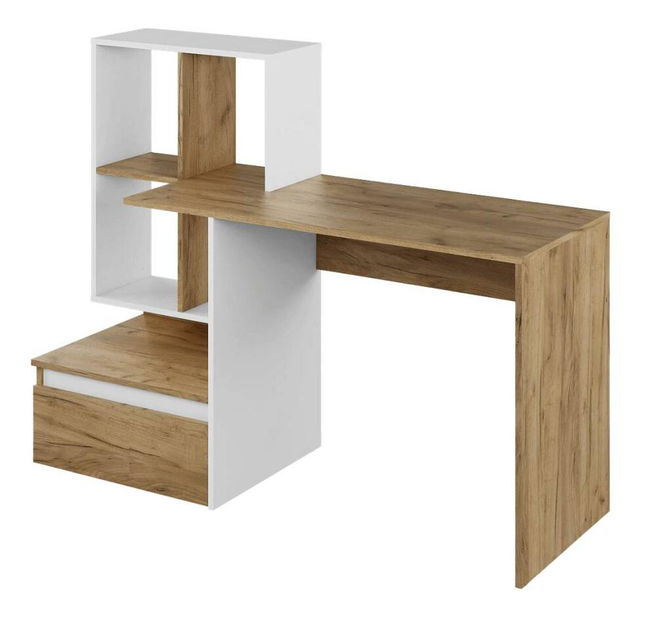 PC stolek Nacio (dub artisan + bílá)
