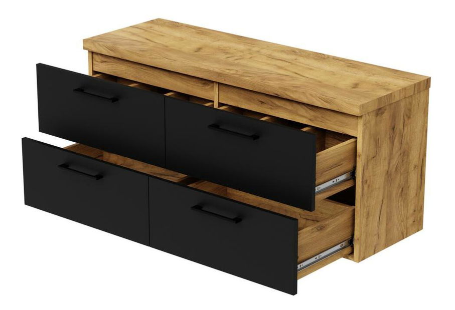 Závěsná koupelnová skříňka Valiant M (craft zlatý + černá)