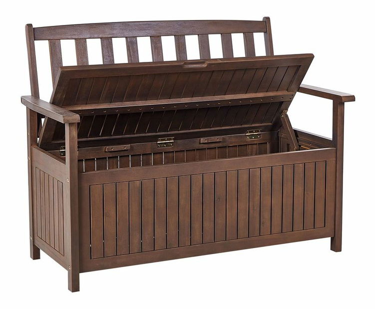 Zahradní lavička Sefu (tmavé dřevo + červená) (s úl. prostorem))