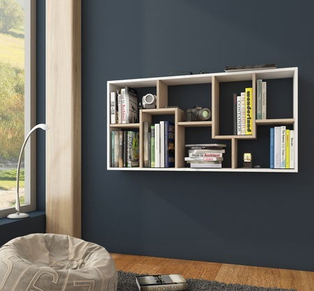 Poličkový systém Denny C bílá + dub sonoma světlý