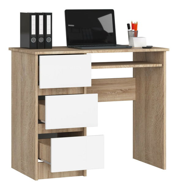 PC stolek Benicio (dub sonoma + bílá) (L)