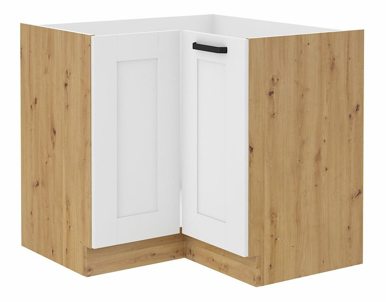 Rohová dolní kuchyňská skříňka Lucid 89 x 89 DN 1F BB (dub artisan + bílá)