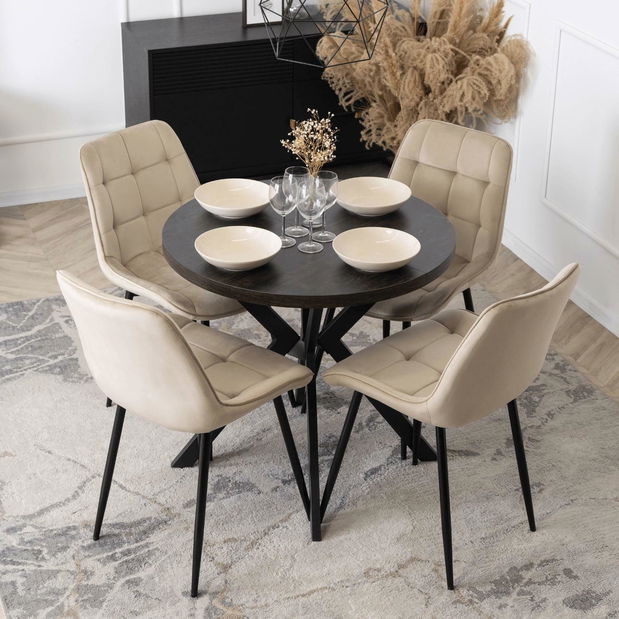 Rozkládací jídelní stůl Desistir (černá) (pro 4-8 osob)