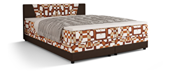 Manželská postel Boxspring 160 cm Linda (vzor + tmavě hnědá) (s matrací a úložným prostorem)
