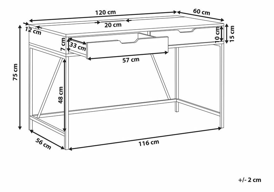 PC stolek JANDARA (světlé dřevo + černá)