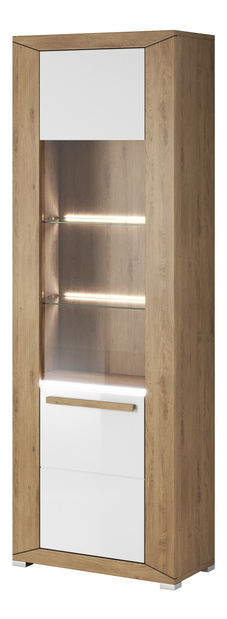 Vitrína Laurie Typ 05 L (dub Beaufort + bílý lesk)