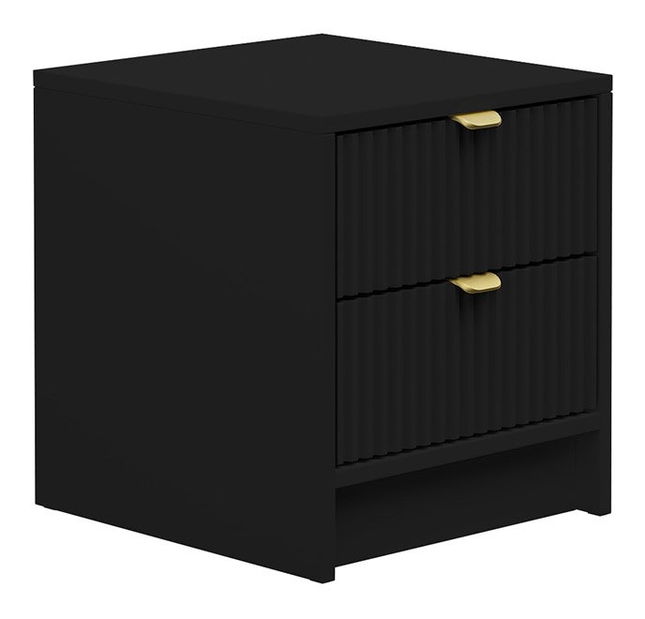 Noční stolek Rozoma 2SZ (černý molet + zlatá)