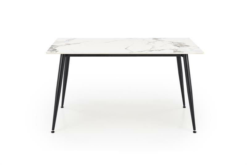 Jídelní stůl Emilo 140 (bílý mramor + černá) (pro 6 osob)