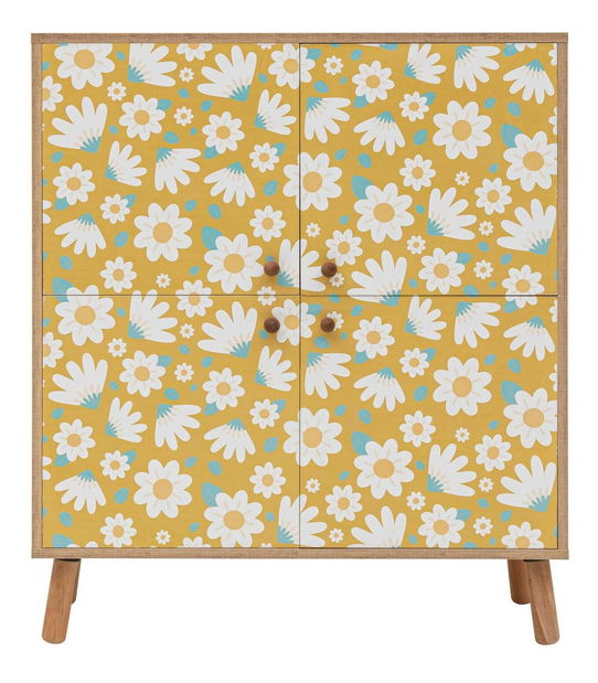 Skříňka Maluxe (dub sonoma + žlutá + bílá)