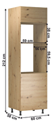 Vysoká kuchyňská skříňka na vestavné spotřebiče D60PM Langari (dub artisan)