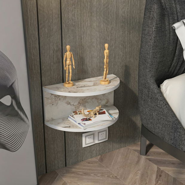 Noční stolek Belnek (mramor bílý)