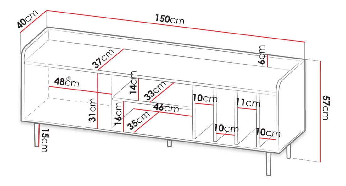 TV skříňka/stolek Percival PC8 (černá + brandy castello)