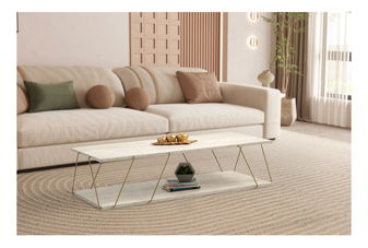 Konferenční stolek Liana (zlatá + mramor světlý)