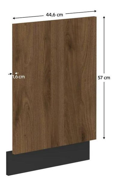 Dvířka na vestavnou myčku nádobí Monzesa ZM 570x446 (ořech okapi + černá)