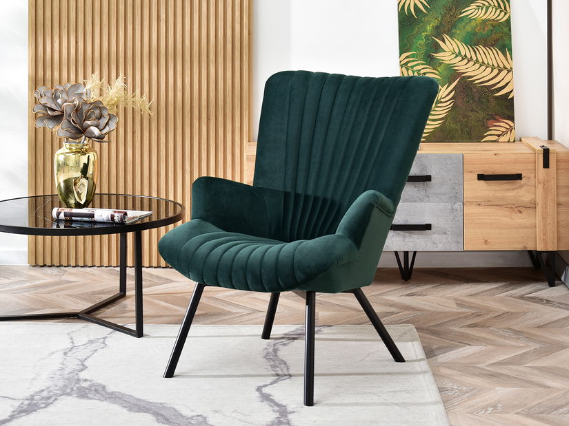 Designové křeslo Lanzaris (zelená + zlatá)