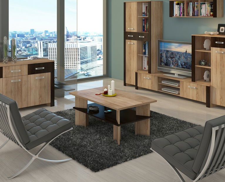 Konferenční stolek Velvet 2 (sonoma světlá + tmavá)