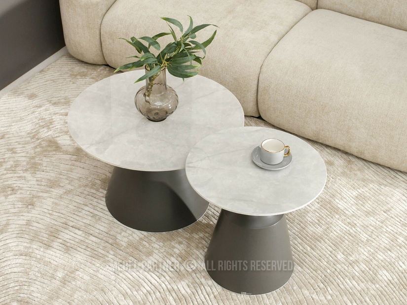 Konferenční stolek Alfiler (mramor + šedá)
