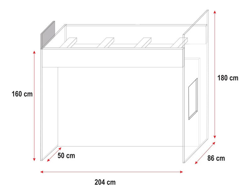 Dětská postel Ruby IV D (Bílá + Černá) (s rošty)