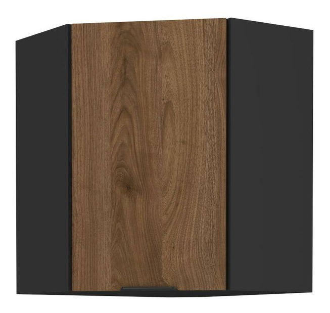 Horní rohová kuchyňská skříňka Monzesa 60x60 GN 72 1F (ořech okapi + černá)