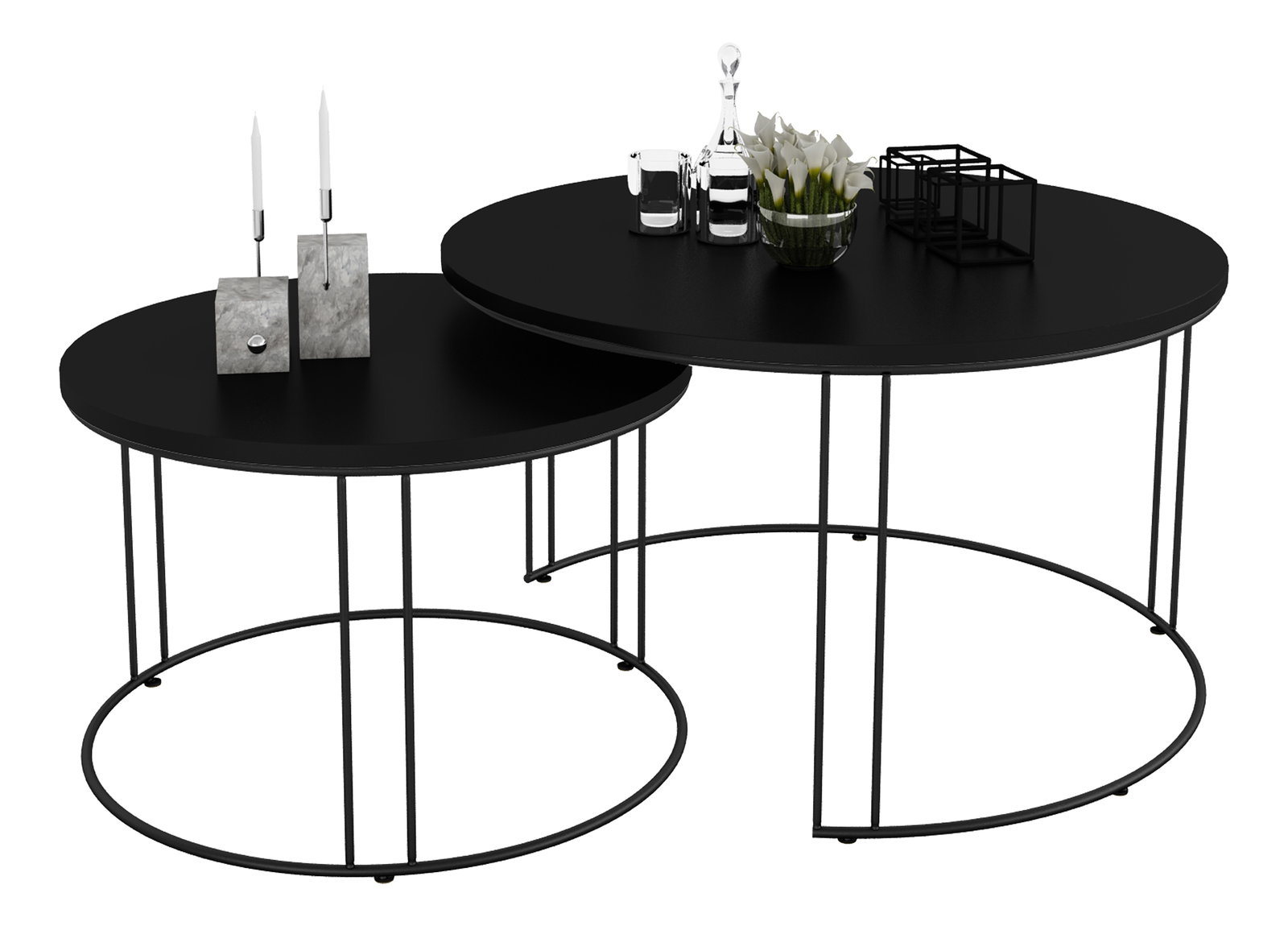 Set 2 ks. konferenčních stolků Essence (černá + černá)