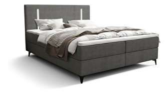 Manželská postel 140 cm Ortega Bonell (tmavě šedá) (s roštem, s úl. prostorem) (s LED osvětlením)