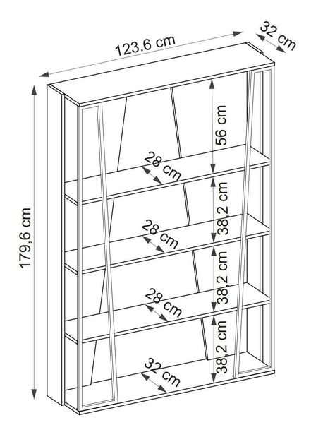 Regál Nidupe 1 (dub safírový + antracit + černá)