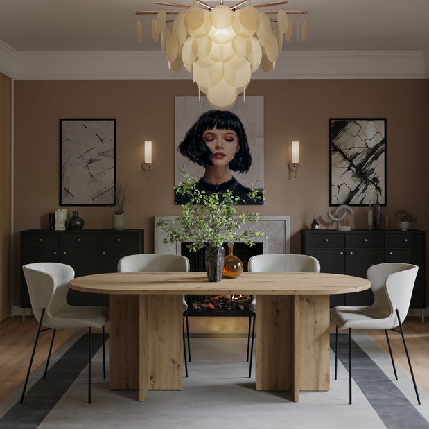 Rozkládací jídelní stůl Ovalina (béžová písková)