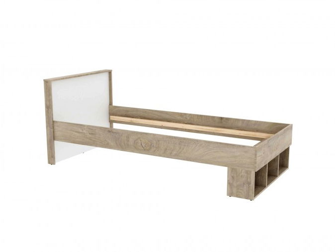 Jednolůžková postel 90 cm Mitiano M6 (dub engrein + bílá)