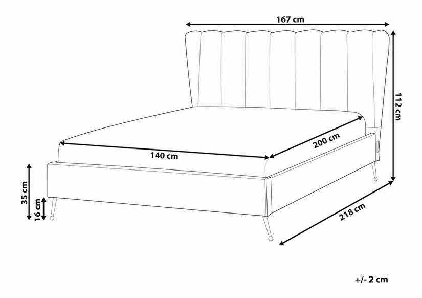 Manželská postel 140 cm Mirabell (béžová) (s roštem) (s USB portem)