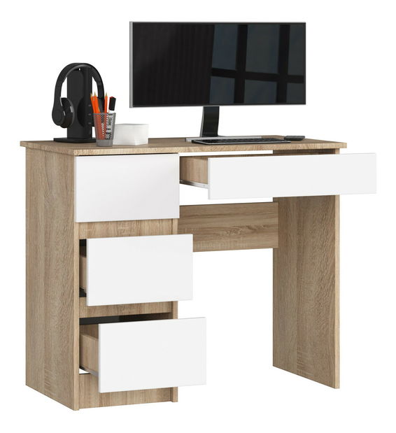 PC stolek Benicio II (dub sonoma + bílá) (L)