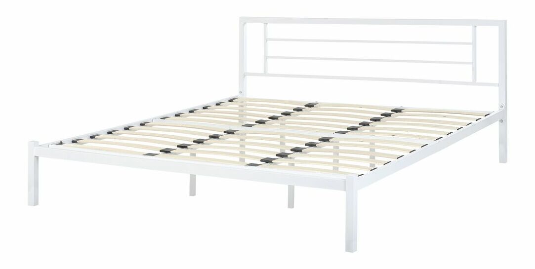 Manželská postel 180 cm CONNET (s roštem) (bílá)