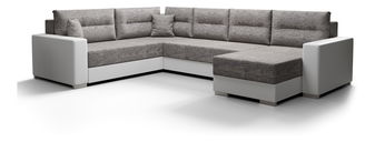 Rohová sedačka ve tvaru U Glide 3 (šedohnědá + bílá) (L)