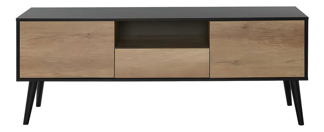 TV skříňka Thea 5 (černá + světlé dřevo)