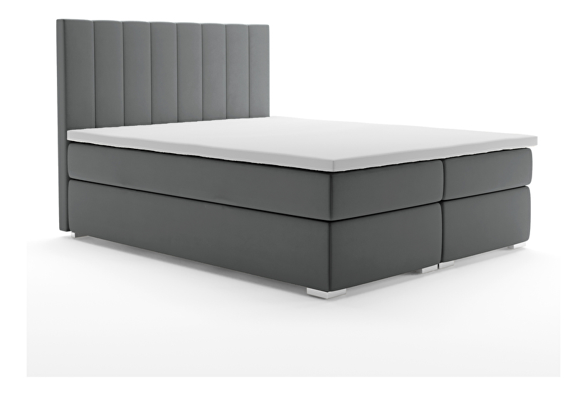 Boxspring postel 180 cm Pugno (tmavě šedá) (s úložným prostorem)