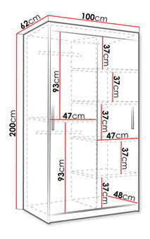 Šatní skříň Monte 1 (černá + ořech tmavý)