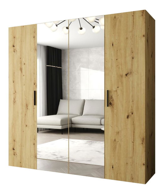 Šatní skříň 200 cm Borry 2 (dub artisan + černá)