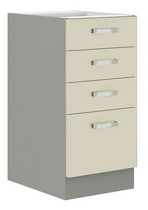 Dolní kuchyňská skříňka se zásuvkami Metaluna 40 D 4S BB (šedá + lesk krémový)