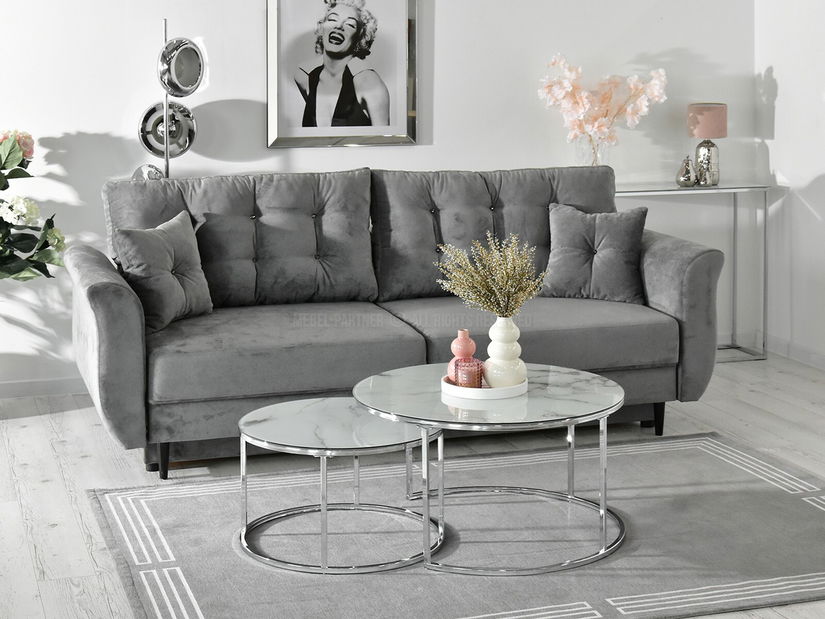 Konferenční stolek Grande (bílý mramor + chromová)