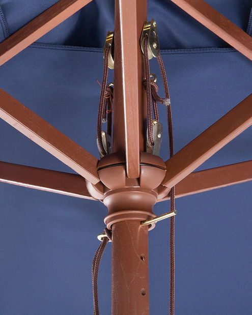 Zahradní slunečník 144 cm FLAME (dřevo) (námořnická modrá)