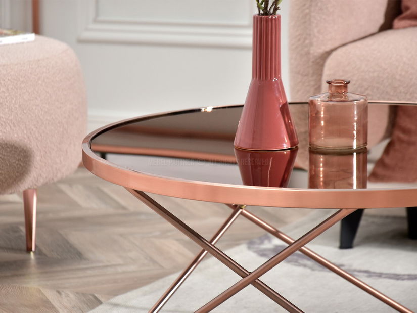 Konferenční stolek Armin Xl (sklo + měděná)