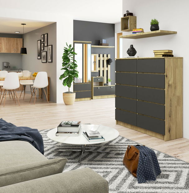 Komoda Kraft 10SZ (dub artisan + grafit)