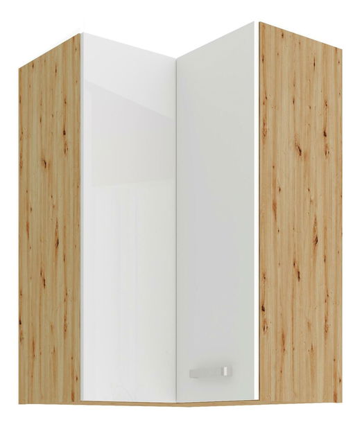 Horní rohová kuchyňská skříňka Arryn 60x60 GN-90 2F (90°) (korpus: dub artisan / fronta: lesk bílý)