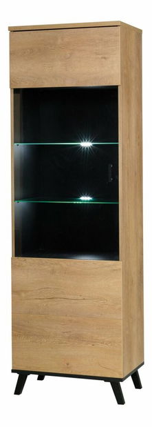 Vitrína Joyce J2 (dub lefkas + černá) (P)