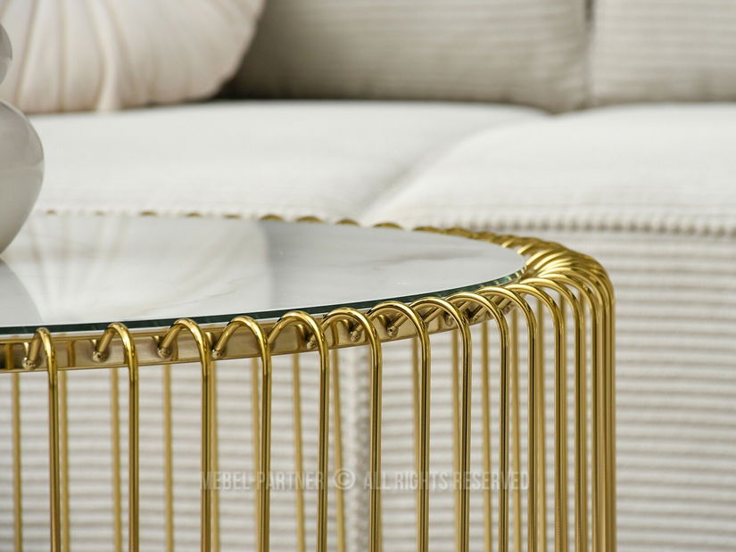 Konferenční stolek Nils Xl (bílý mramor + zlatá)