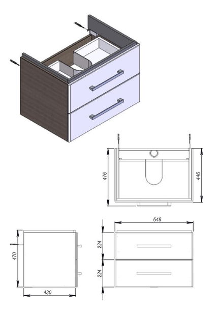 Koupelnová skříňka na stěnu s umyvadlem Juventa Zlata Zl-65 W