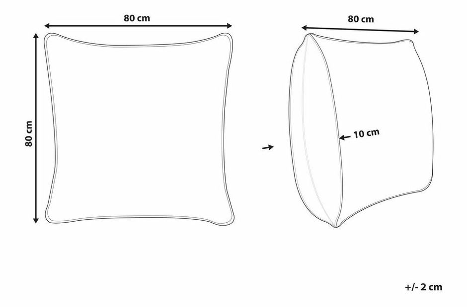 Polštář nízký 80 x 80 Trigy (bílá)