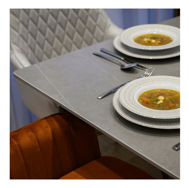 Jídelní stůl Fresia 2 (šedý mramor + černá) (pro 6 osob)